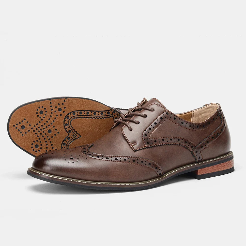 Size 7~13 Brogue Dress Shoes Man Wedding Leather Social Shoe Male