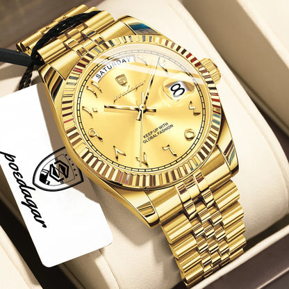 Fashion High Quality Men Clock Waterproof Date Week Watch for Man Stainless Steel Luxury Quartz Men'S Watches Reloj+Box