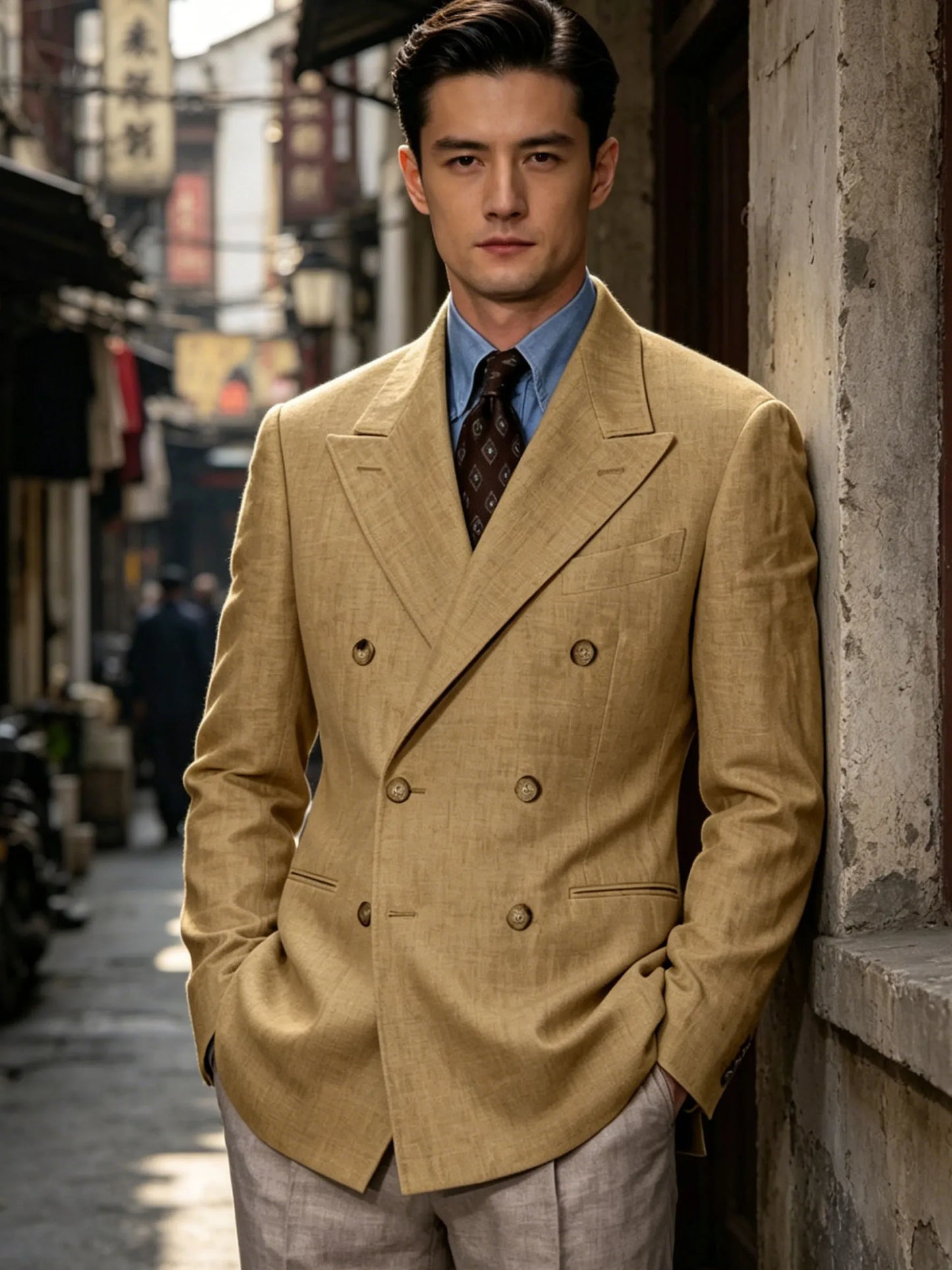 Men'S Cotton Linen Blend Blazer Double Breasted Lightweight Breathable Wrinkle Resistant Jacket Casual Sport Coat for Beach