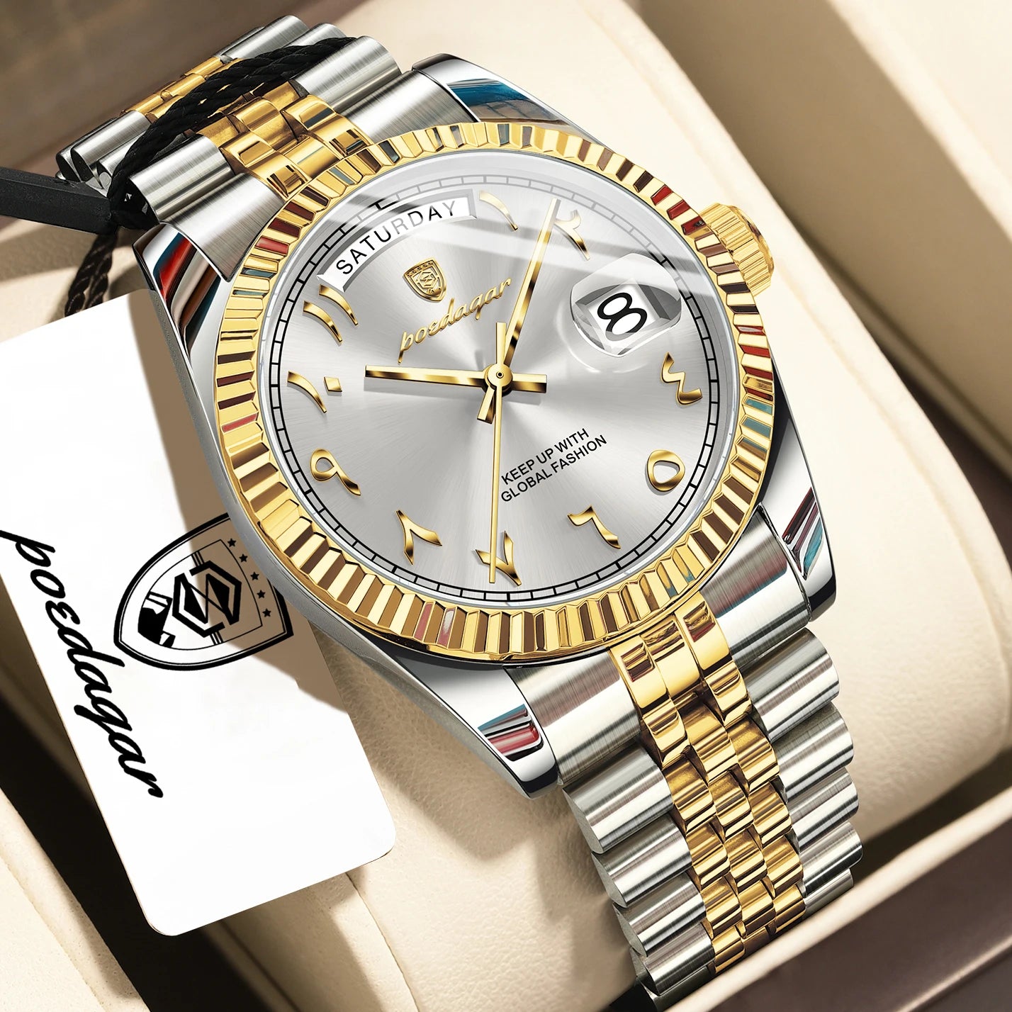 Fashion High Quality Men Clock Waterproof Date Week Watch for Man Stainless Steel Luxury Quartz Men'S Watches Reloj+Box