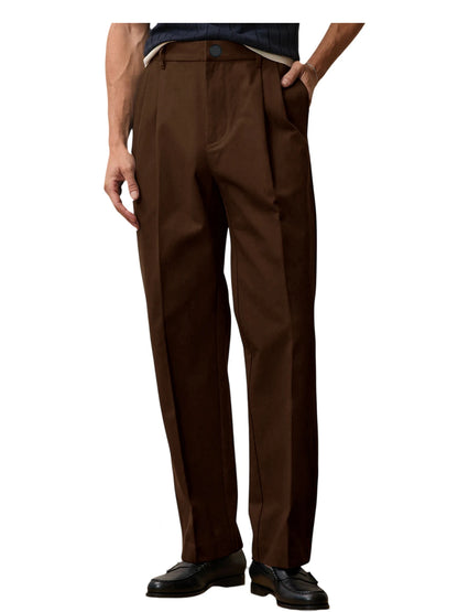 Men'S Wide Leg Pants High Waist Pleated Loose Fit Straight Leg Suit Trousers Business Office Formal Casual Men'S Dress Pants
