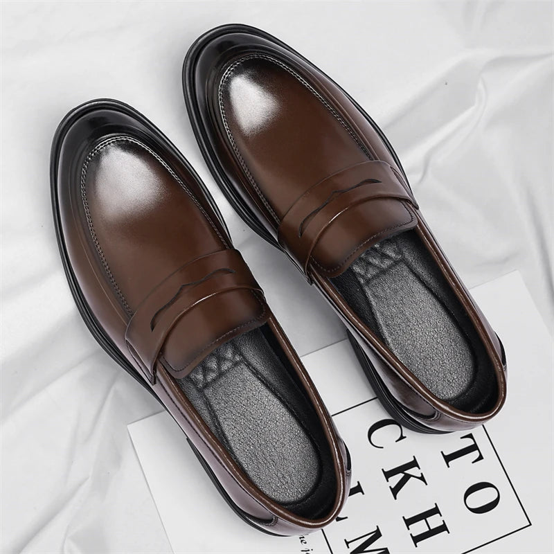 Men'S Formal Leather Loafers Italian Style Slip-On Stylish Elegant Business Shoes Comfortable Lightweight Office Dress Shoes