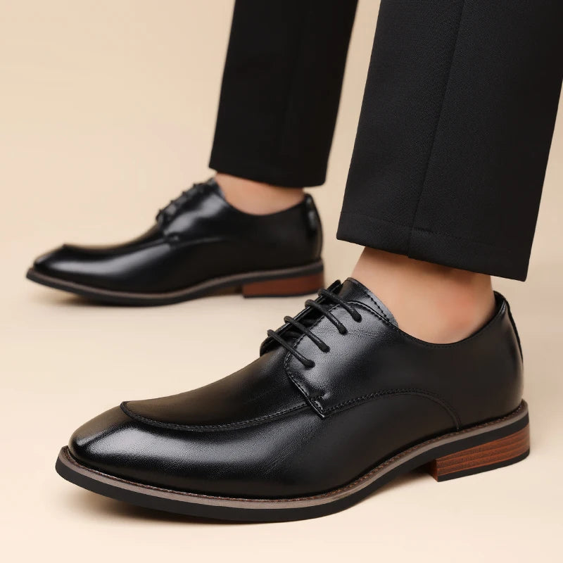 Men'S Business Formal Leather Derby Shoes, Soft Sole, Comfortable, Breathable and Anti-Slip for Office Wear-Ht1009