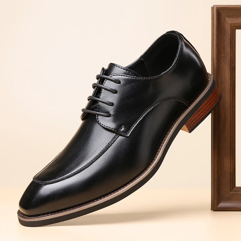 Men'S Business Formal Leather Derby Shoes, Soft Sole, Comfortable, Breathable and Anti-Slip for Office Wear-Ht1009