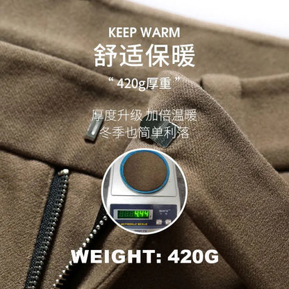 Brown Heavy Duty Woolen Straight Casual Brushed Pants Men High Quality Korean Business Work Trousers