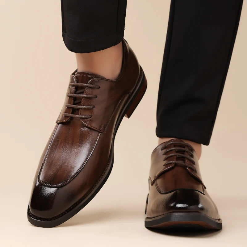 Men'S Business Formal Leather Derby Shoes, Soft Sole, Comfortable, Breathable and Anti-Slip for Office Wear-Ht1009