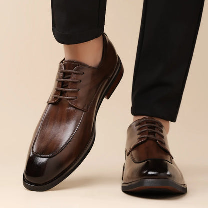 Men'S Business Formal Leather Derby Shoes, Soft Sole, Comfortable, Breathable and Anti-Slip for Office Wear-Ht1009