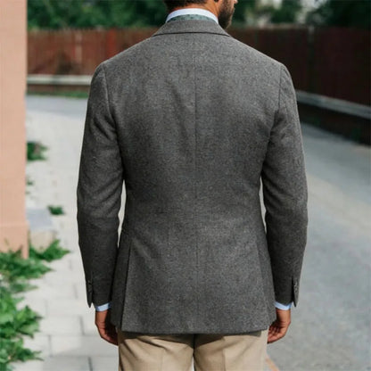 Mens Tweed Suit Blazer Wool Vintage Inspired Single Breasted Slim Fit Business Casual Fashion Coat for Wedding Office Party Wear