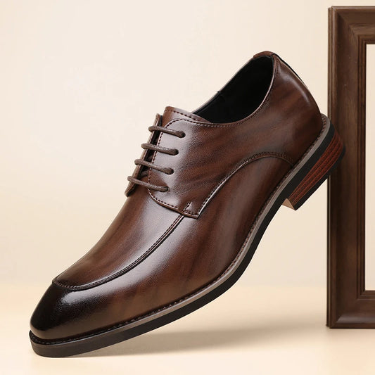 Men'S Business Formal Leather Derby Shoes, Soft Sole, Comfortable, Breathable and Anti-Slip for Office Wear-Ht1009
