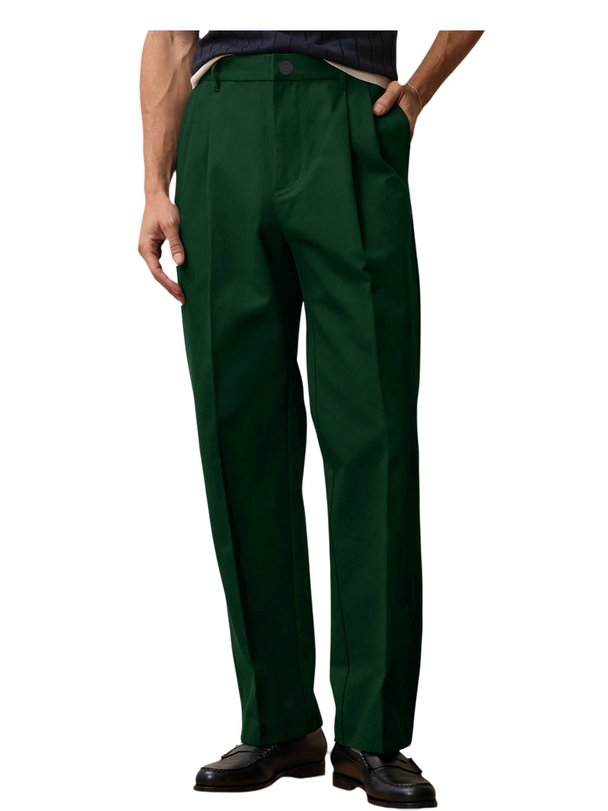 Men'S Wide Leg Pants High Waist Pleated Loose Fit Straight Leg Suit Trousers Business Office Formal Casual Men'S Dress Pants