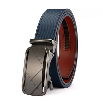 New Business Leisure Men'S Alloy Square Buckle Belt Men'S Luxury Designer High Quality Leather Cowboy Belt Multi Color